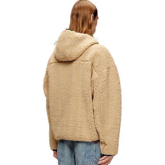 DIESEL Sherpa Fleece Jacket with Graphic Print Men Beige Sweaters & Cardigans - Picture 4 of 5